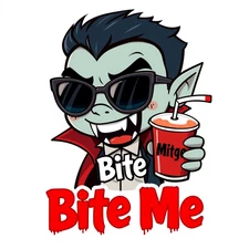 Pack of 2 Cool Funny Vampire “Bite Me” Stickers 4x4 Inch | Halloween Vinyl Decal