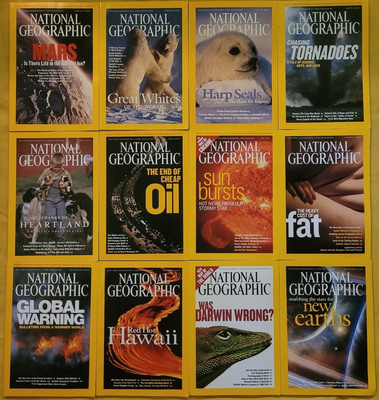 National Geographic Magazines 2004 entire year with inserts and maps