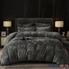 3pcs Ultra Soft Breathable Comforter Truly Velvet Duvet Cover Set King Size Gery