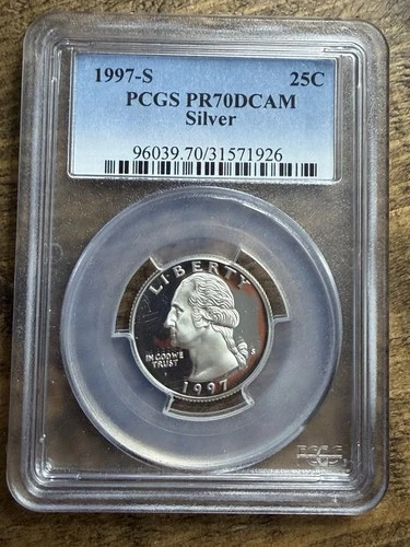 1997 S - 25c Washington - PCGS (Proof SILVER) - PR 70 DCAM