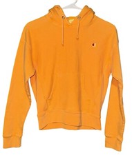 Champion Reverse Weave Hoodie Cropped Orange Sweatshirt Womens XS Thick Cotton