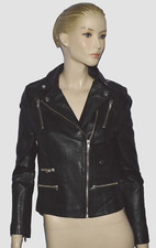 Summer Of Love New Nwt Sz S Black Genuine Leather Zippers Classic Moto Jacket