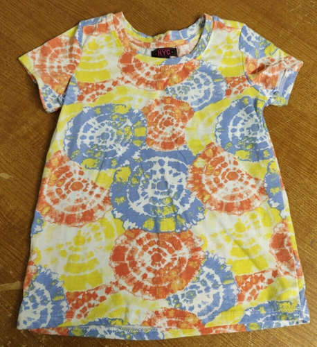 NYC GIRLS T SHIRT SIZE L TIE DYED ORANGES YELLOWS BLUES - Picture 4 of 4