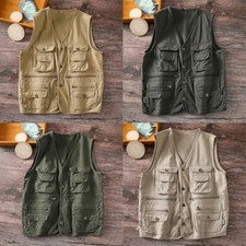 Gilet Utility Da Uomo Giacca Waistcoat Per Caccia E Pesca Multi Tasche
