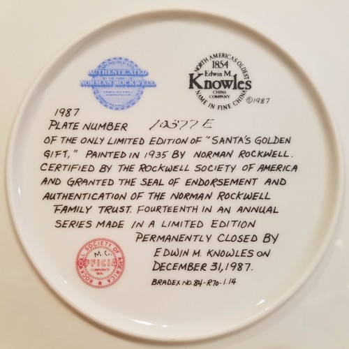 New Norman Rockwell Santa's Golden Gift Collector Plate Knowles Vtg Swanky Barn - Picture 12 of 12