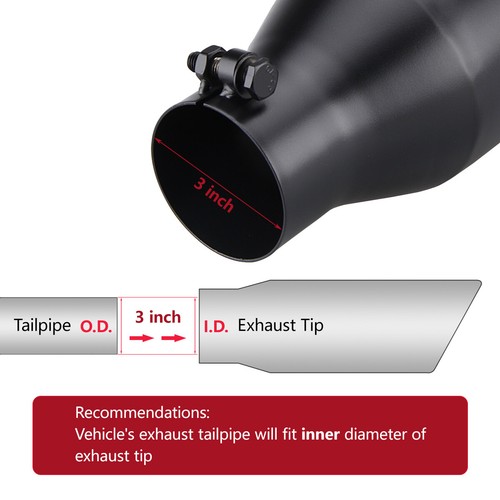 Diesel Exhaust Tip 3" Inlet 5" Outlet 12" Length Stainless Steel Bolt On - Picture 4 of 20