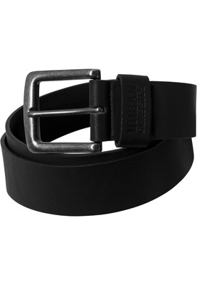 Urban Classics Leather Imitation Belt black Basic Blank Leder Gürtel + Schnalle