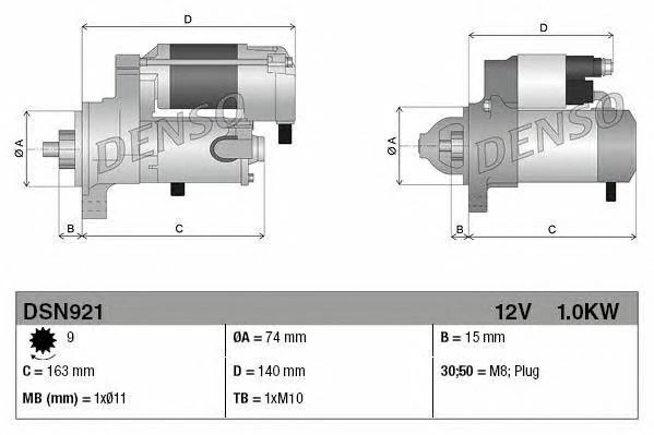 DENSO STARTER MOTOR for TOYOTA COROLLA Liftback 1.4 (ZZE111_) 2000-2002 - Image 4 of 4