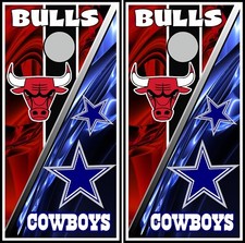 bulls and cowboys 836 cornhole board vinyl wraps