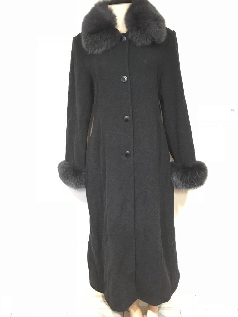 Marvin Richards Women's Winter Church fox fur Wool &Cashmere long