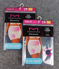 2 PACK MAIDENFORM COOL COMFORT FLEXEES THIGH SLIMMER BLACK MEDIUM
