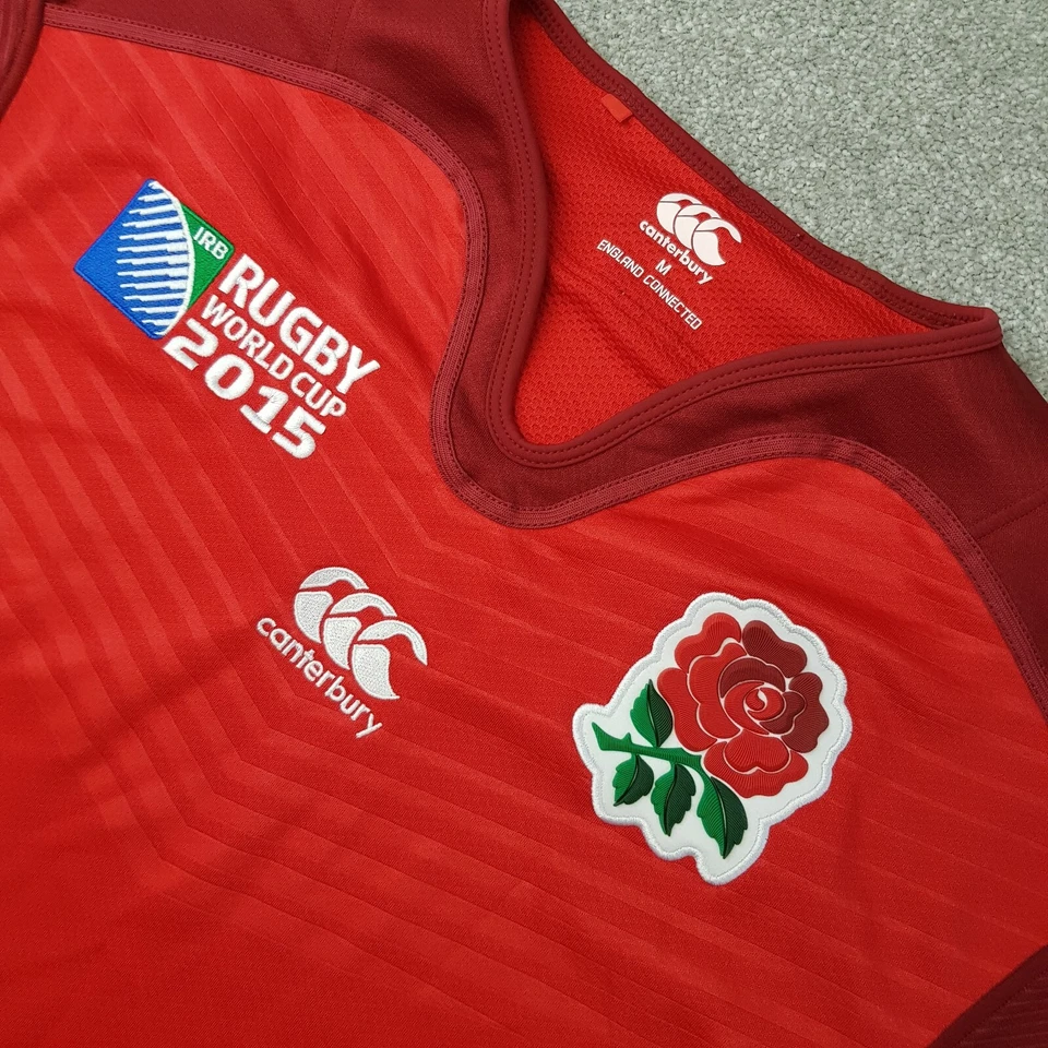 Canterbury England Rugby Shirt Medium Red Away 2015 World Cup Jersey Rose - Image 2 of 4