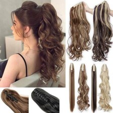 Klammer on Haarteil Zopf Pferdeschwanz Haarverlängerung Echte Lang Dick Ponytail