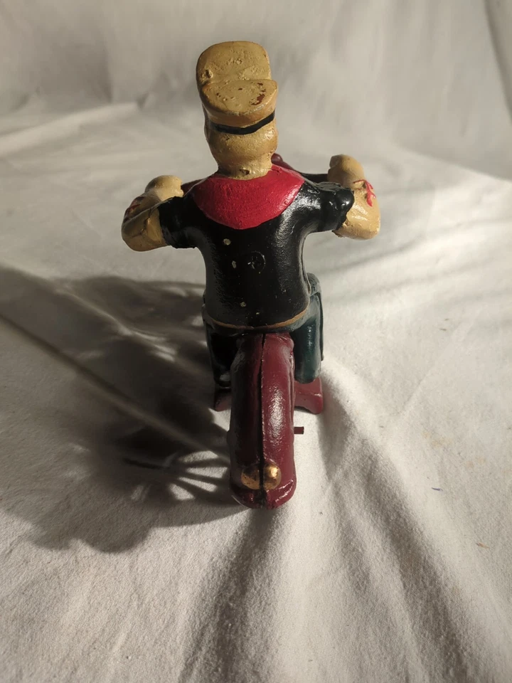 Hubley Hierro Fundido Años 30 Popeye Motocicleta Juguete Hierro Fundido Juguete Reproducción Réplica Foto 2 de 4