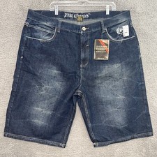 NOS VTG Phat Farm Classics Jean Shorts Men 42x13.5 Blue Baggy Embroider 90s Y2K