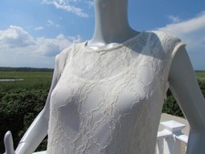 NEW M Pyramid Collection dress lace cream ivory wedding tiered handkerchief hem