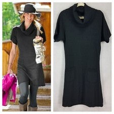 Athleta M Zuni Cowl Neck Short sleeve Sweater Dress Style 860595 Black Leisure