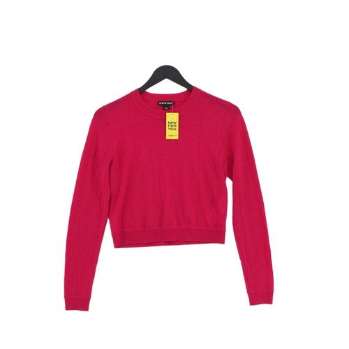 Whistles Women's Jumper UK 8 Pink 100% Wool Crew Neck Pullover