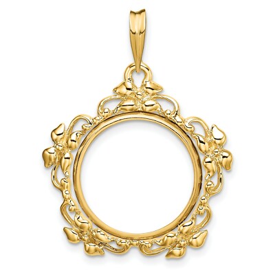 14k Gelbgold Blume Blüte Krappen Set US Groschen Münze Einfassung