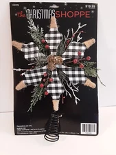 Christmas Shoppe Tree Topper Black And White Plaid