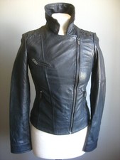 Real Leather Jacket Biker Brando 8 6 Blue Sheep Nappa Stretch Slim Esprit