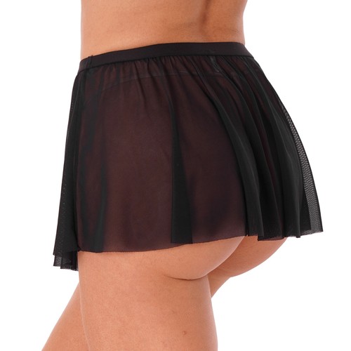 Women Shiny Transparent Skirt PVC Pleated Mini Skirts Sexy See Through Dress - Picture 14 of 26