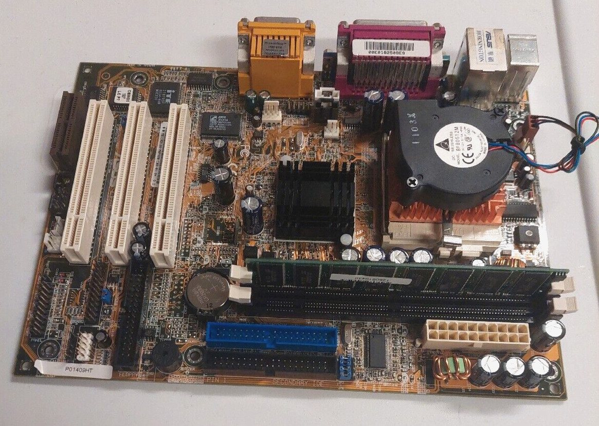 Asus CUSI-M Motherboard Celeron CPU 128MB RAM FAN VGA IDE REV 1.03 370 MicroATX