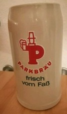 Parkbrau Frisch Vom Faß,Bierkrug, Sammelstück, Steingut, 1 L, vintage 1970s, top