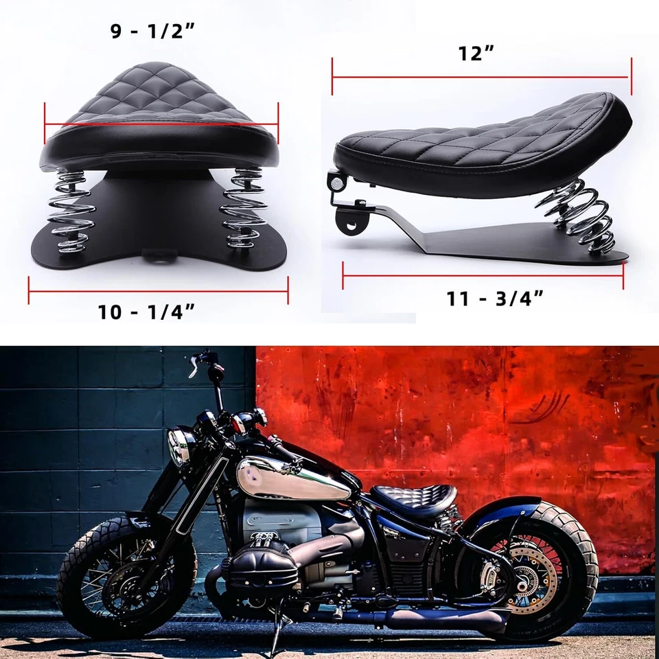 Motorbike Solo Seat w/Spring Base Plate For Harley Davidson Heritage Softail - Image 2 of 4