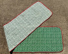 Vtg Christmas Table Runner Handmade Machine Quilted 71" X 16" Reindeer Green