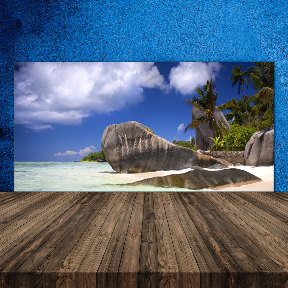 Crédence en verre de haute qualité 120x60 cm motif panorama plage de roche