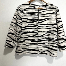 CHICO'S Jungle Animal Print Sz 1 Small Open Jacket light Suit Blazer w/ Lining