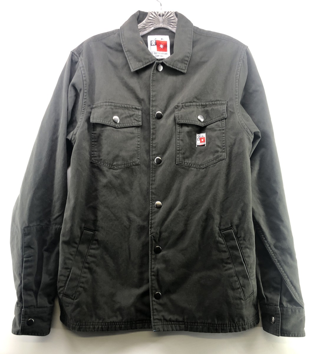 DC Skate Co Black White Red Skate Canvas Button Jacket Skater Military  Green S | eBay