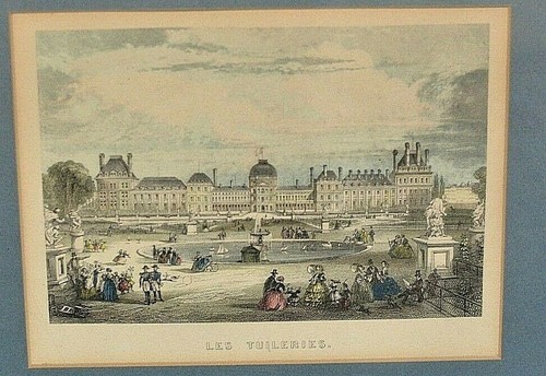 2-Original 1800s Paris Architecture Landscape engravings hand painted Art Prints - Picture 9 of 12
