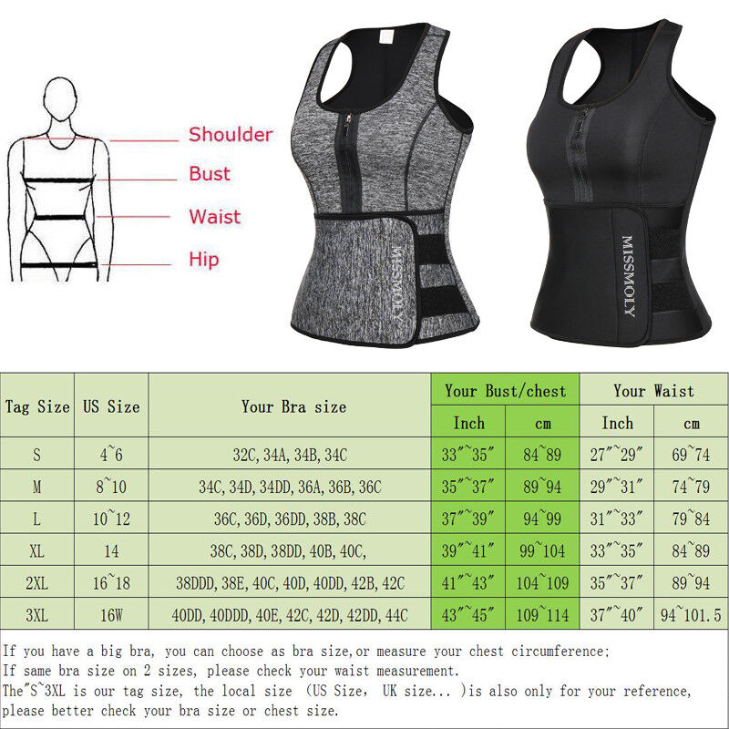 Perfect Sculpt Sweat Vest Size Chart