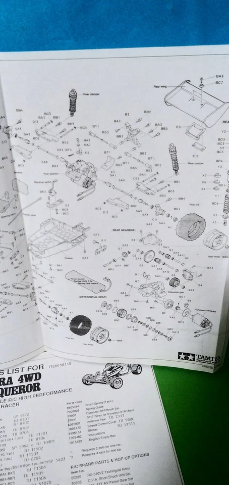 TAMIYA RC TERRA 4WD CONQUEROR PARTS LIST FOGLIO RICAMBI scala 1:10 - Immagine 3 di 4