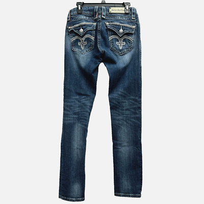 Rock Revival Women's 29 Sasha Skinny Jeans Pocket Flap Embroidered Grunge Y2K