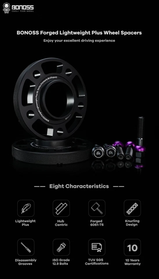 BONOSS 4Pc 12mm 15mm Wheel Spacers 5x112 for Audi TT RS MK3 MK2 8S Quattro 2023 — 第 3/4 张图片