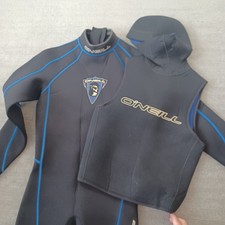 O'Neill Full Body Wetsuit Hooded Top Mens M Black Blue Surfing Diving 3MM