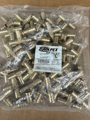 Zurn Pex 1/2'' x 1/2'' x 1/2'' Barbed Tee Brass 50 ea. QQT333GX New
