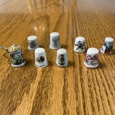 Thimbles Lot 8 Assorted Porcelain Thimbles - German, England, Etc.