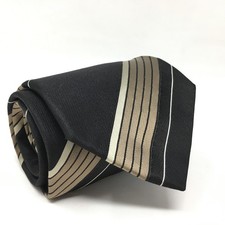 Giorgio Armani Classic Tie Brown Bronze Striped Silk Made Italy Luxury Necktie