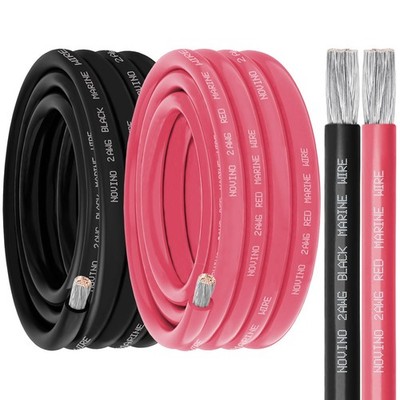 2 Gauge Maine Wire Include 2 Gauge 20FT Black & 20FT Red,2AWG Marine Grade Wi...