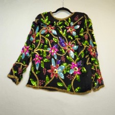 VINTAGE  SEQUIN FLORAL BLOUSE