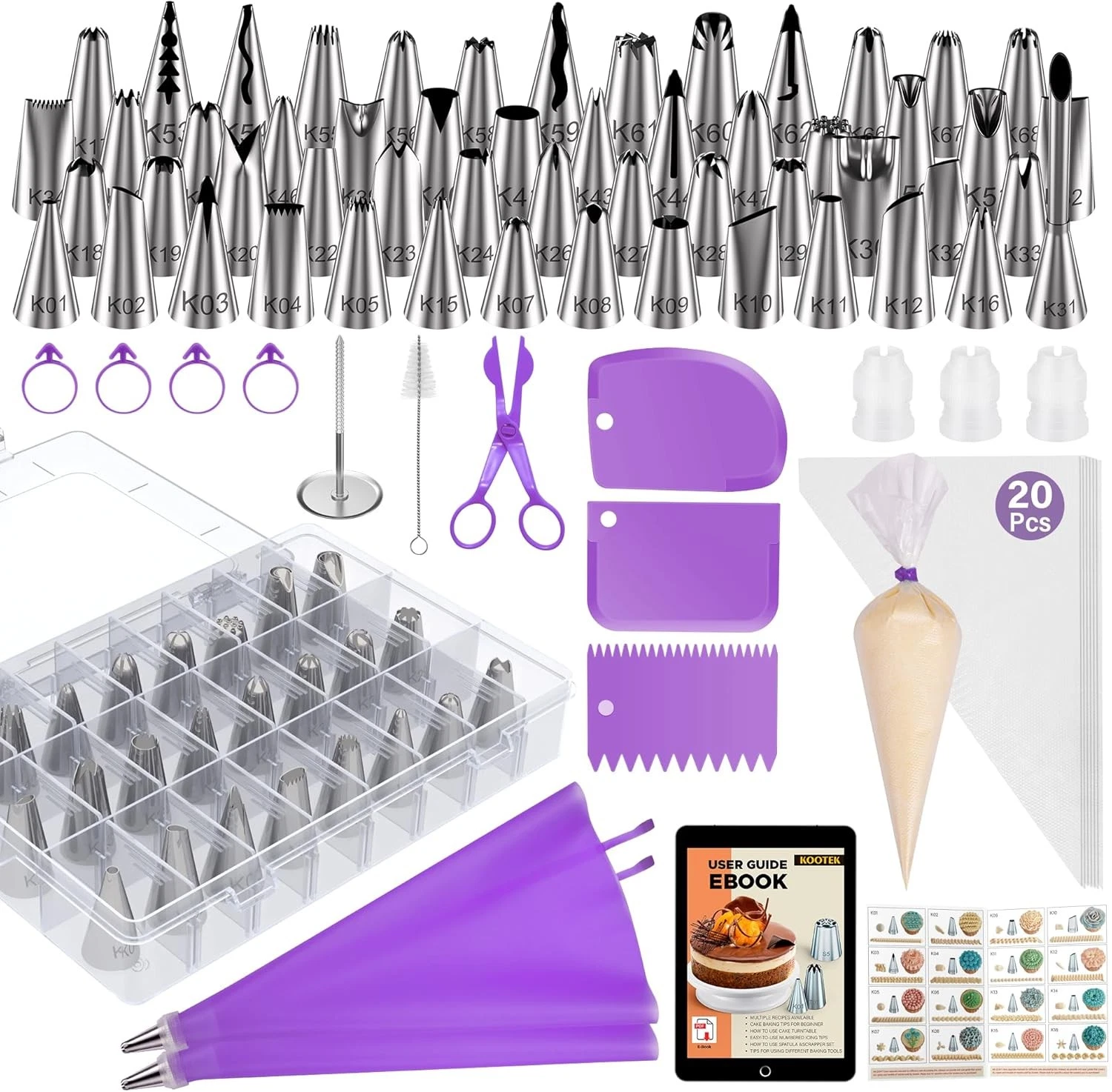Kootek 90 PCs Piping Bags and Tips Set, Cake Decorating Supplies Kit Purple
Opens in a new window or