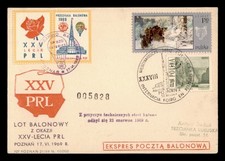 DR WHO 1969 POLAND BALLOON POST POZNAN POSTCARD w27846