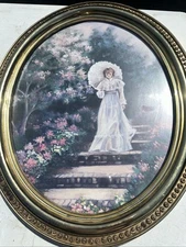 Home-HOMCO #8710 AMELIA'S GARDEN PICTURE UNDER GLASS SYROCO GOLD FRAME 20" x 24"