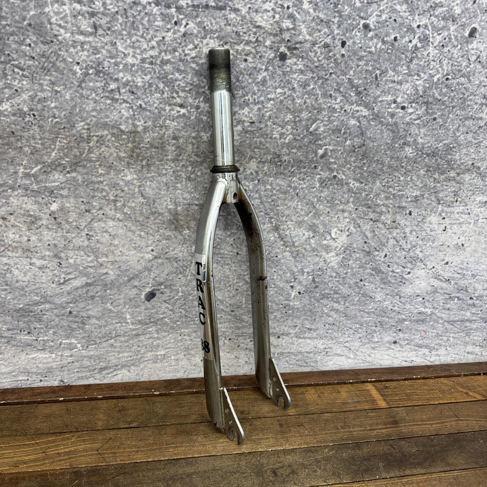Vintage Trac-988 Aero BMX Fork 20in 1in Threaded Silver Steel Old School 1980s