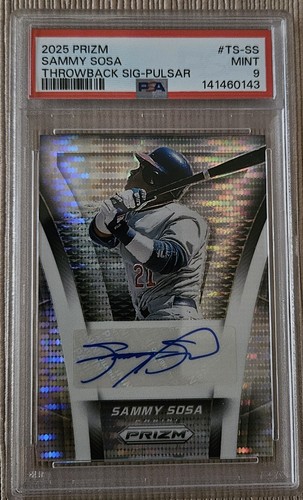 2025 Panini Prizm Sammy Sosa #TS-SS Throwback Signature Pulsar 56/199 PSA 9