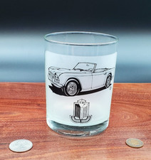 VINTAGE TR (TR4/5 - TR250) Triumph ROCKS GLASS Art by  E.H. LAWTON c.1981